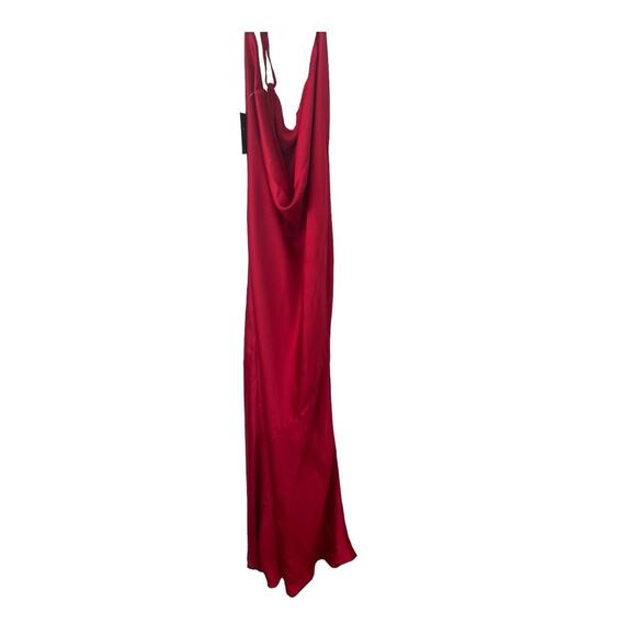 Norma Kamali One Shoulder Bias Maxi Gown Draped Back Satin Tiger Red Sz XS/34 - Picture 5 of 16